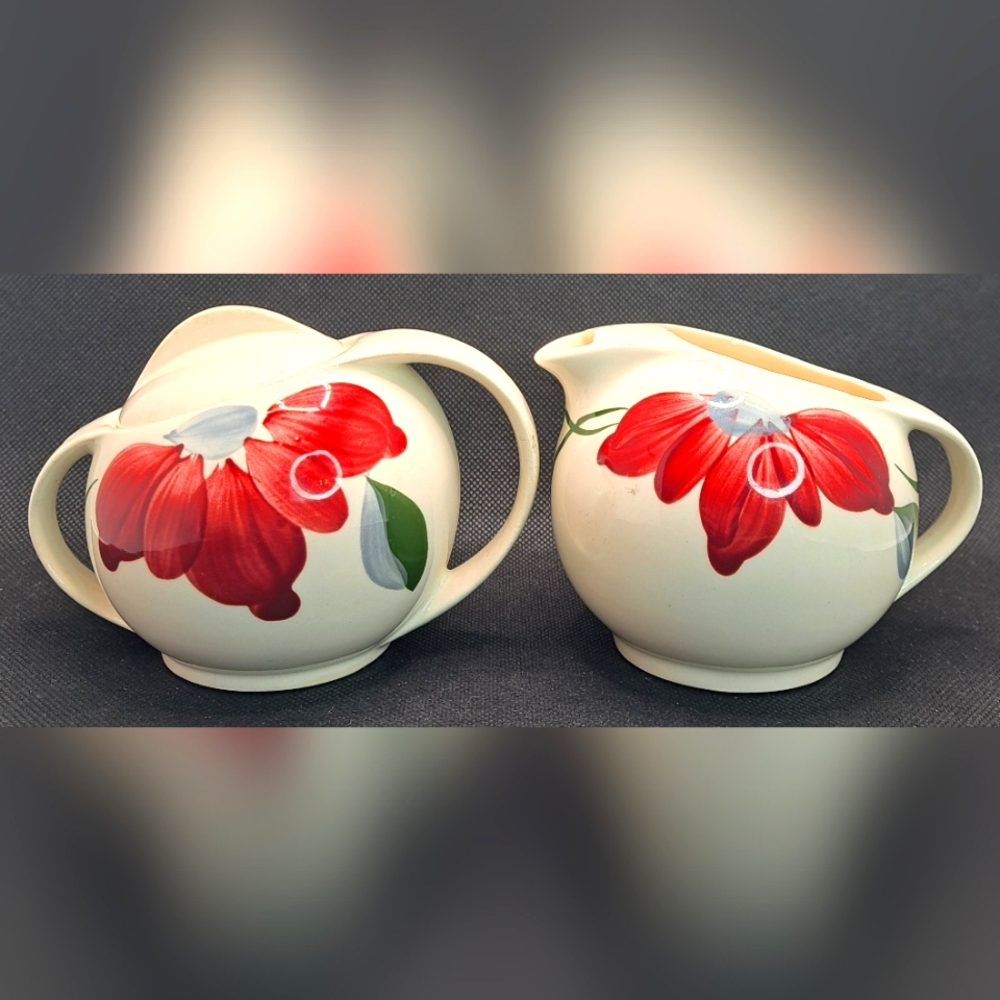 Blue Ridge Southern Potteries Petal Point Pattern Sugar and Creamer Set
